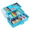 12'' Three-Layer Clear Plastic Craft Storage Box, Tool Box/Sewing Box Organizer, Art Storage Box with Handle (Light Blue)